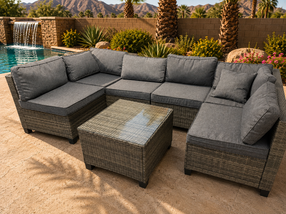 Modular Sectional Rattan Patio Set