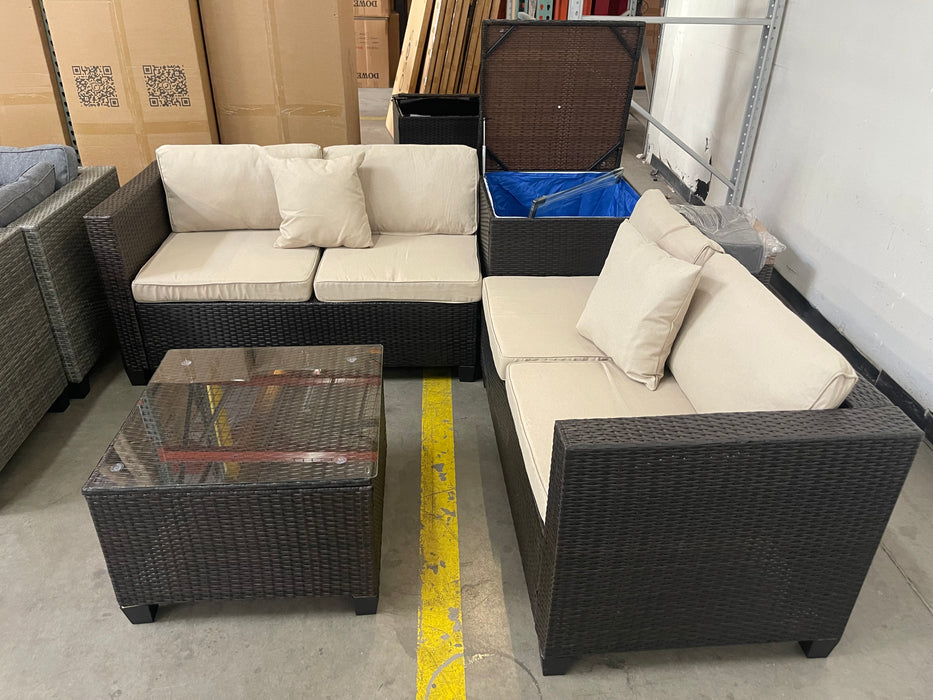 L Box 4 Piece Lee Patio Sectional Set w/ Corner Storage