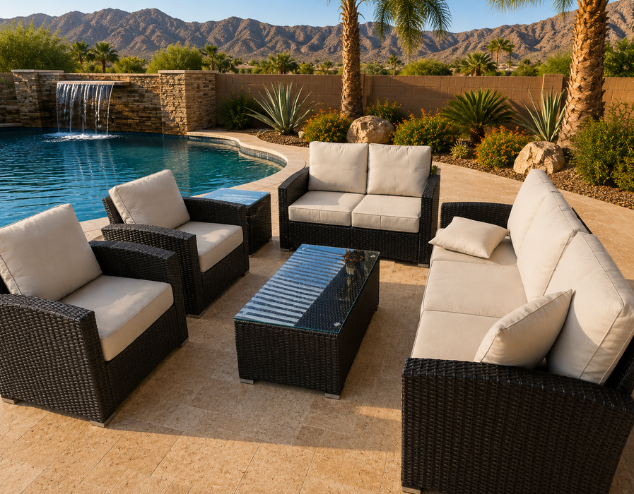 Tish 6 Piece Patio Set with Deck Box Storage Coffee Table & Storage End Table