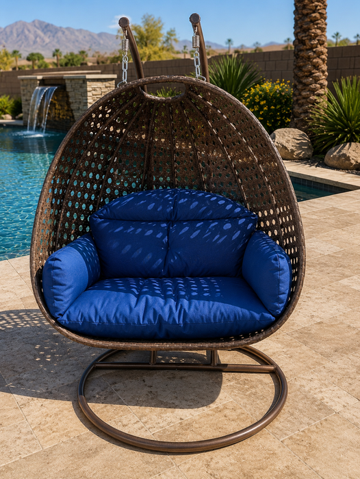Double Size Hanging Egg Chair Swing w/ Cushion and Stand Included