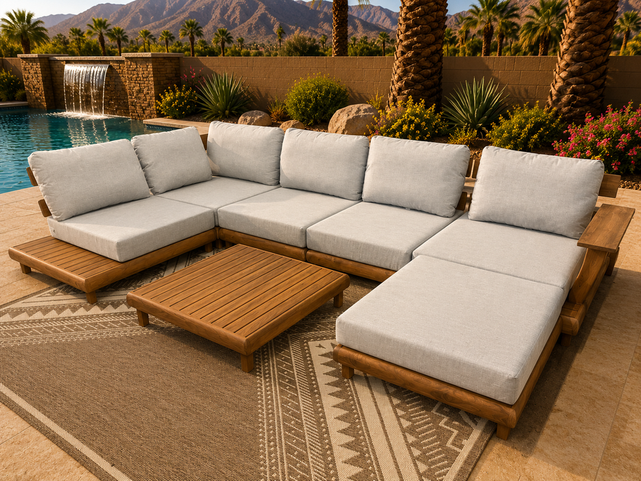 The Sorento 7 Piece Teak Lounger Set