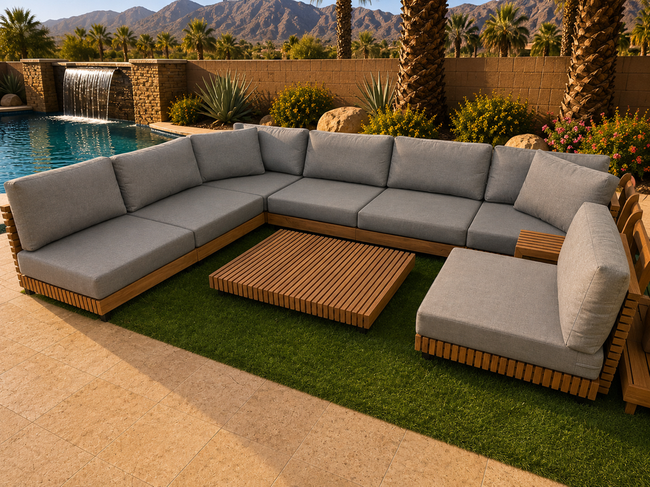 The Boca 9 Piece Modular Teak Patio Set