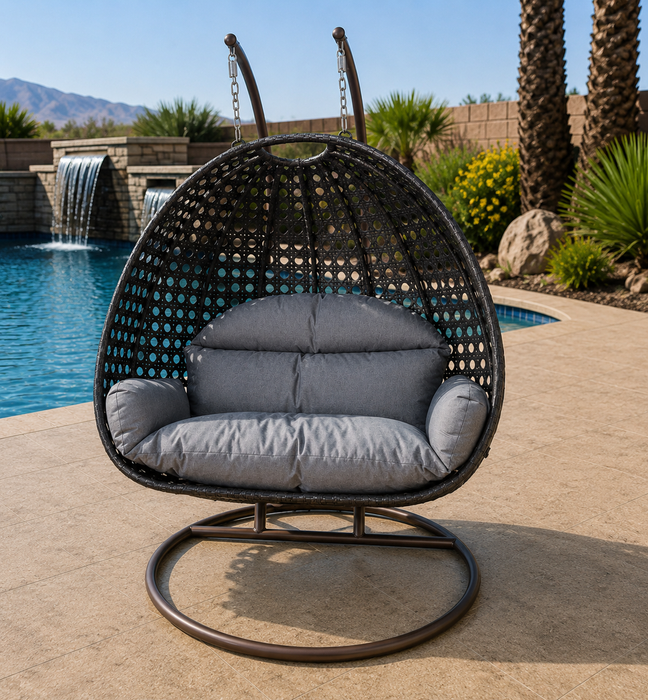 Double Size Hanging Egg Chair Swing w/ Cushion and Stand Included