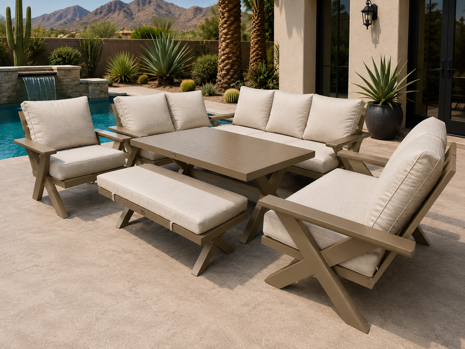 Gracie Aluminum Beige Outdoor Dining Set