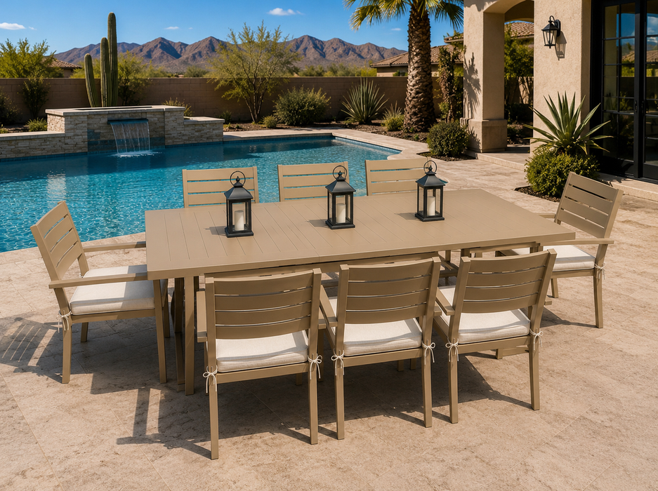 Eva Aluminum Outdoor Extension Dining Table Set