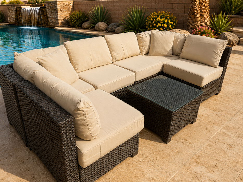 Jumbo Modular Sectional/Cup Holder Additions Brown Beige