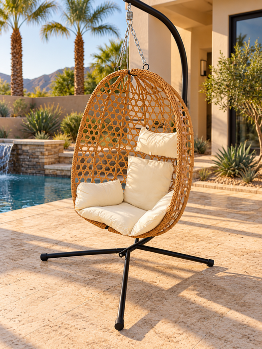 Hanging Hammock Egg Chairs w/ Cushion and Stand Included - Single