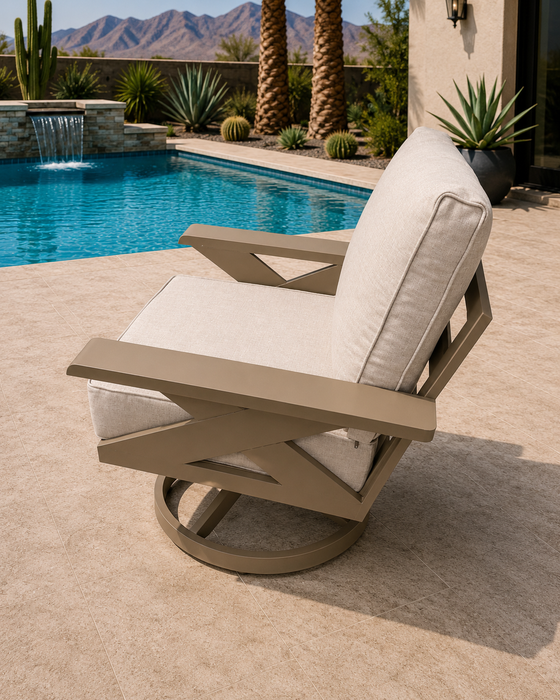 Gracie Aluminum Beige Outdoor Swivel Chair