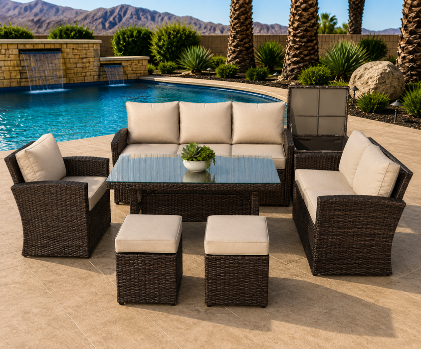 Direct Wicker Ken L Shape Dining Sectional Set