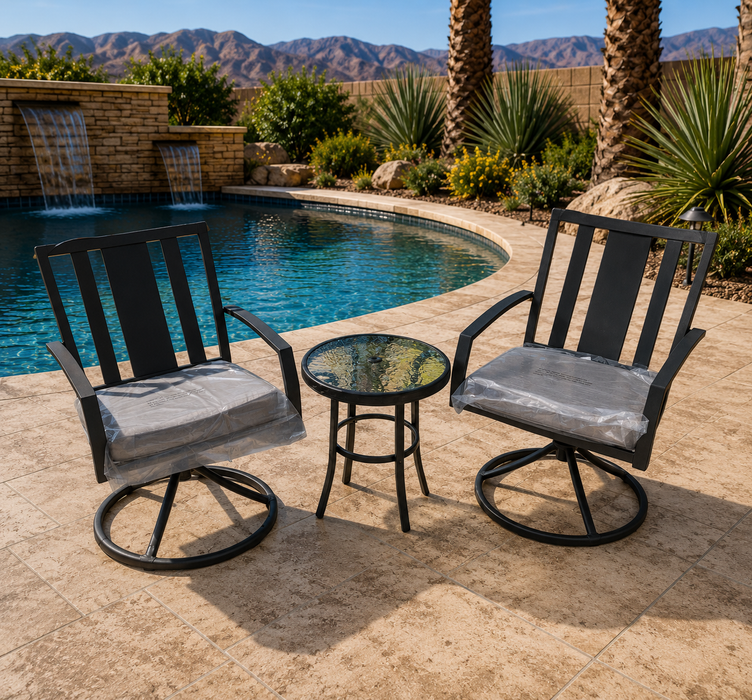 Boho Bay 3 Piece Metal Rocking Swivel Set w/ Cushion