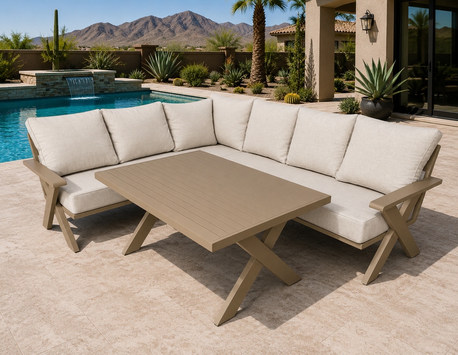 Gracie Aluminum Beige Outdoor Sectional