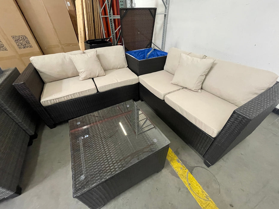 L Box 4 Piece Lee Patio Sectional Set w/ Corner Storage