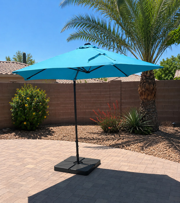 10' solar patio umbrella Garvee Lights Offset Umbrella, Cantilever with Easy Lift & Tilt Adjustment, 8 Ribs Sun Umbrella UV Protection, Grey this umbrella will indulge you in plenty of shade all day long and keep your nights bright with its 32 solar 10 Ft. Solar Power Lighted