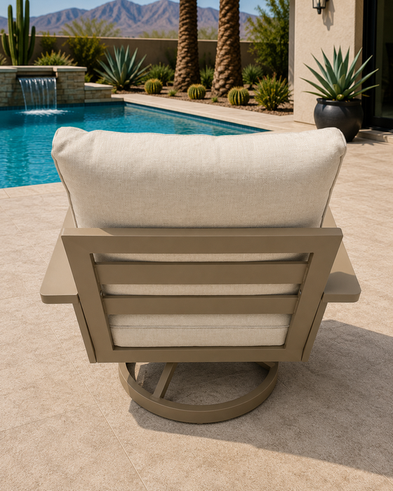 Gracie Aluminum Beige Outdoor Swivel Chair