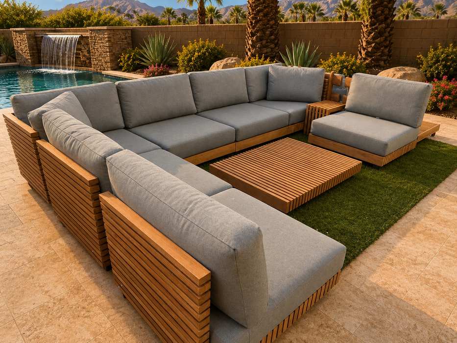 The Boca 9 Piece Modular Teak Patio Set