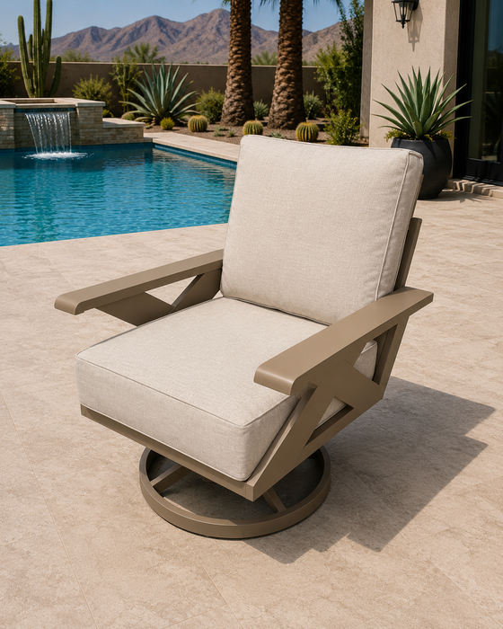 Gracie Aluminum Beige Outdoor Swivel Chair