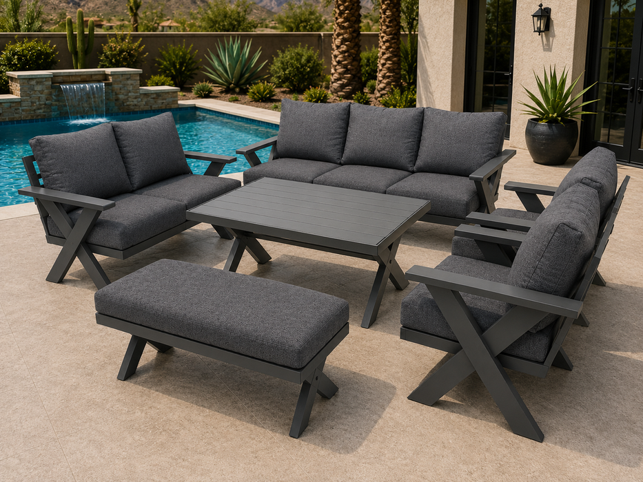 Gracie Aluminum Beige Outdoor Dining Set