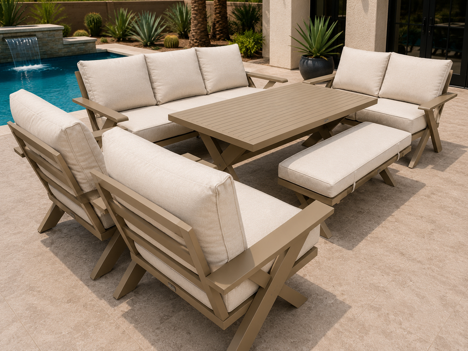 Gracie Aluminum Beige Outdoor Dining Set