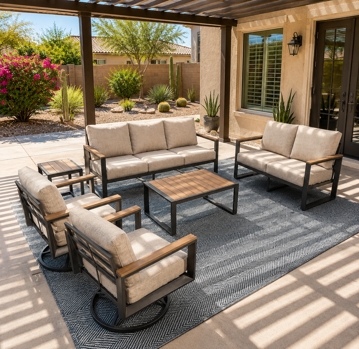 Aaron Aluminum Outdoor Patio Swivel Bundle