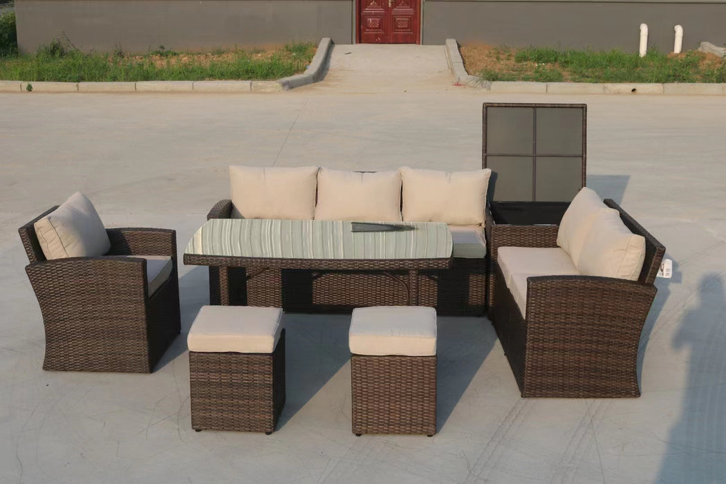 Direct Wicker Ken L Shape Dining Sectional Set