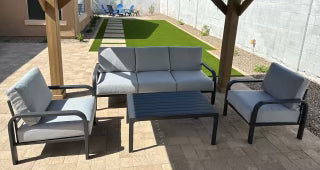 4 Piece Ken Aluminum Patio Couch and Chair Set