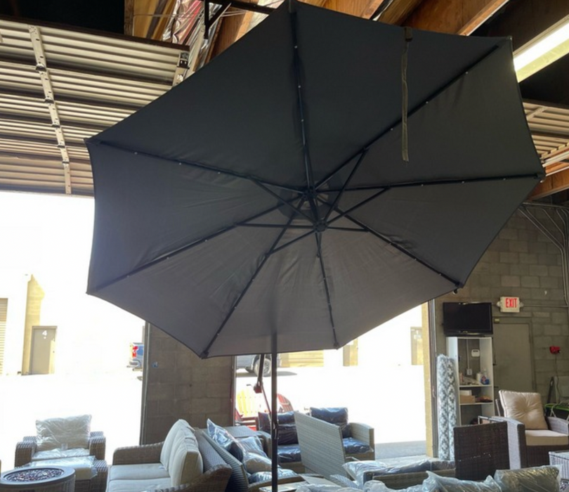 10 Foot Solar LED Offset Cantilever Hanging Patio Umbrella w/ Weighted Sand Base