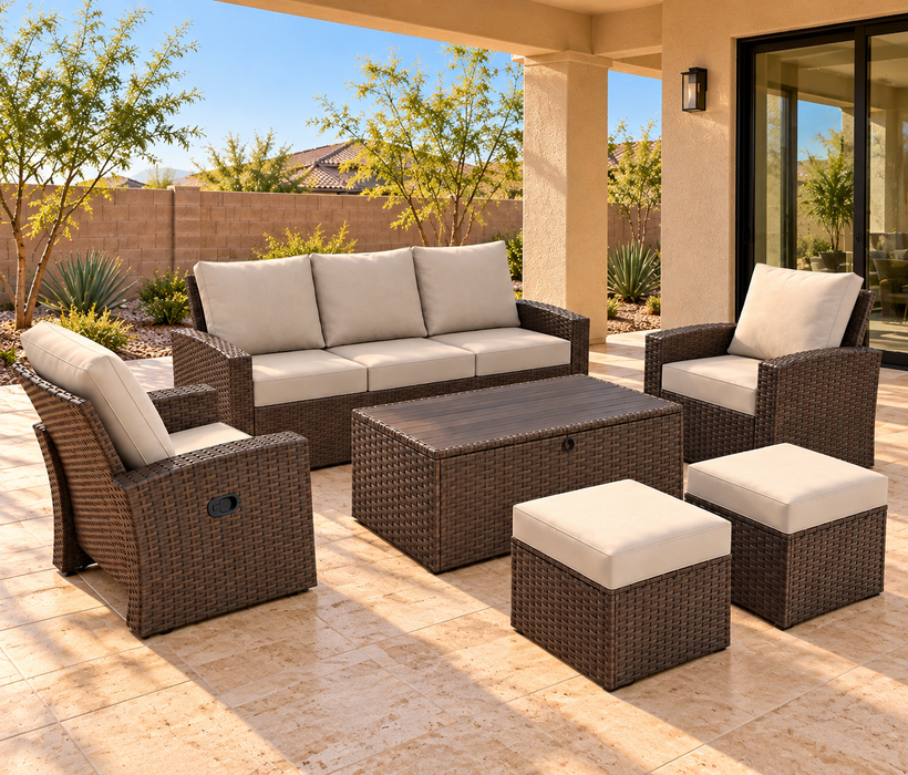 6-Piece Patio Furniture Set Adjustable Reclining Chairs & Outdoor Conversation Set