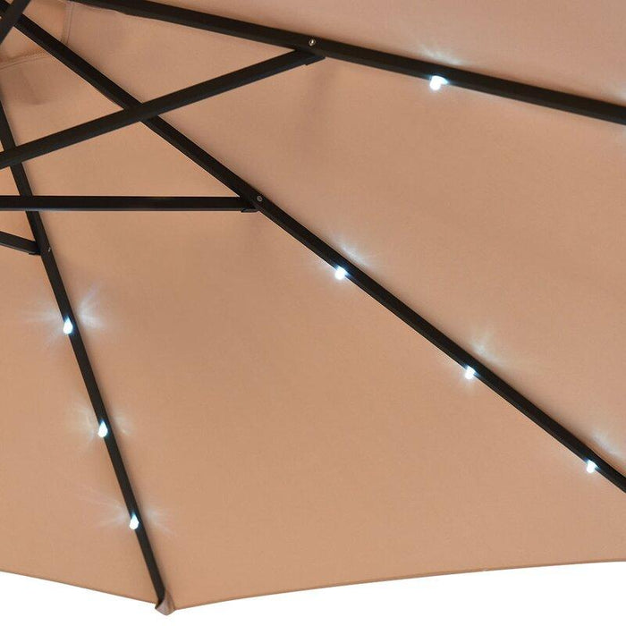 10 Foot Solar LED Offset Cantilever Hanging Patio Umbrella w/ Weighted — Osos Home & Patio (AZ) 10 Foot Solar LED Offset Cantilever Hanging Patio Umbrella w/ Weighted — Osos Home & Patio (AZ)
