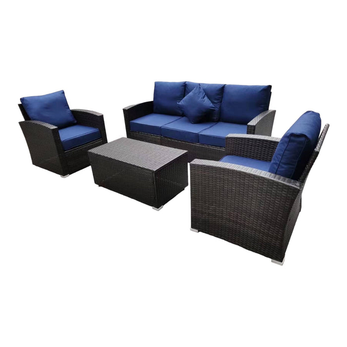 Amare 4 Piece Wicker Patio Furniture Bundle 2 Couch and 4 Chair Set